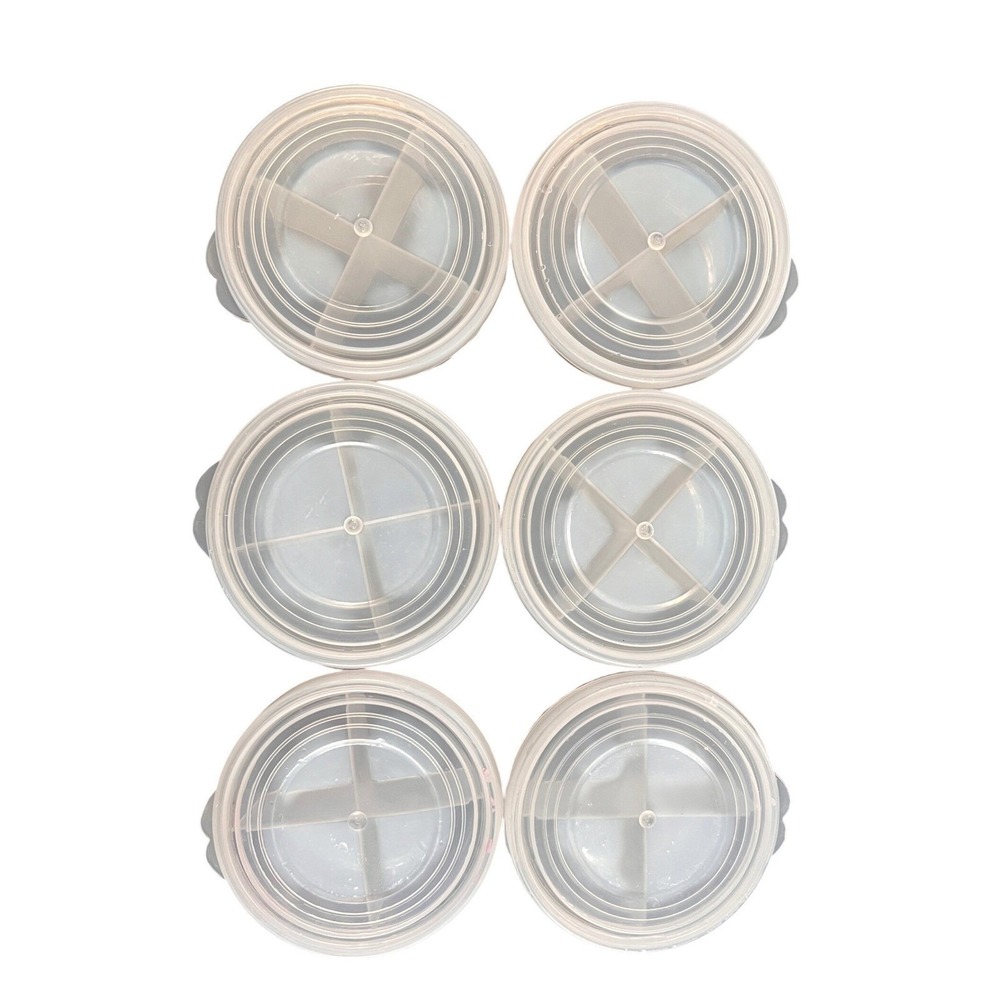 6 Clear Plastic Compartment Organizer Set Round, Crafts, Beads, Buttons, Travel‎ - Picture 3 of 7